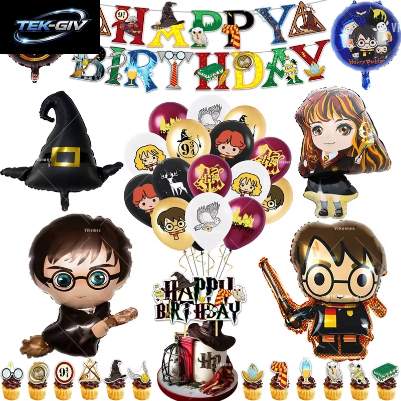 Harry Potter Ballon Hogwarts Hintergrund Eule Schule Happy Birthday Banner Party Dekoration Tortendekoration Einweg-Tischgeschirr