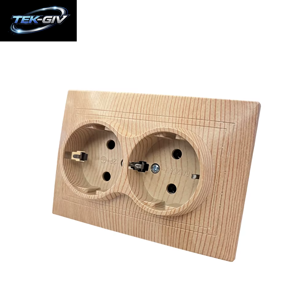 WESA Holzsteckdose, 16 A, Eu-Standard, Steckdose, Nicht Geschliffen, 86 Mm X 86 Mm, Flammhemmende Kunststoffplatten-Wandsteckdose