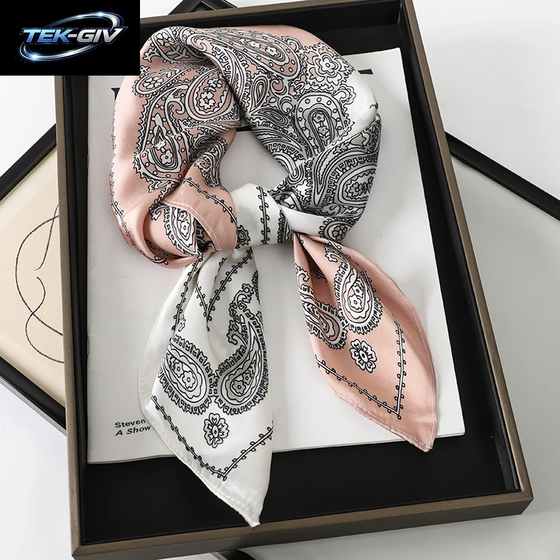 60 Farben Luxus-Schal Für Damen 70*70Cm Seidengefühl Quadratisches Haartuch Foulard Satin-Schal Großformatiges Kopftuch Hijab Taschentuch