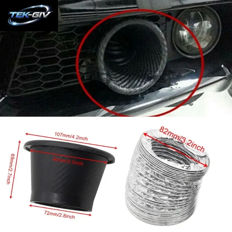 Universal Auto Lufteinlass Rohr Schlauch Kit Für Front Stoßstange Turbo Ram Air Kalt Lufteffizienz Motor Leistung Upgrade Abs Mod