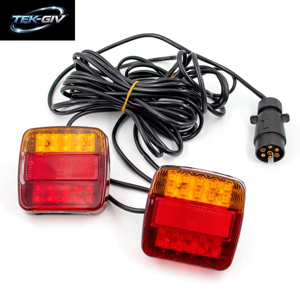 1Set 12V Hinten Abschleppen Anhänger Rücklicht LED 10M Kabel 7Pin Universal Brems Stop Wasserdichte Lizenz Nummer Platte Blinker Lampe